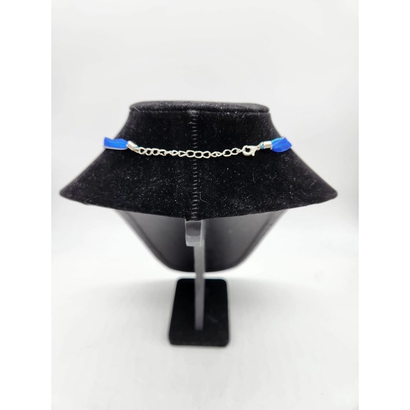 Vintage Dichroic Glass pendant  on 19" Blue Ribbon and Chain Combo - Picture 4 of 6